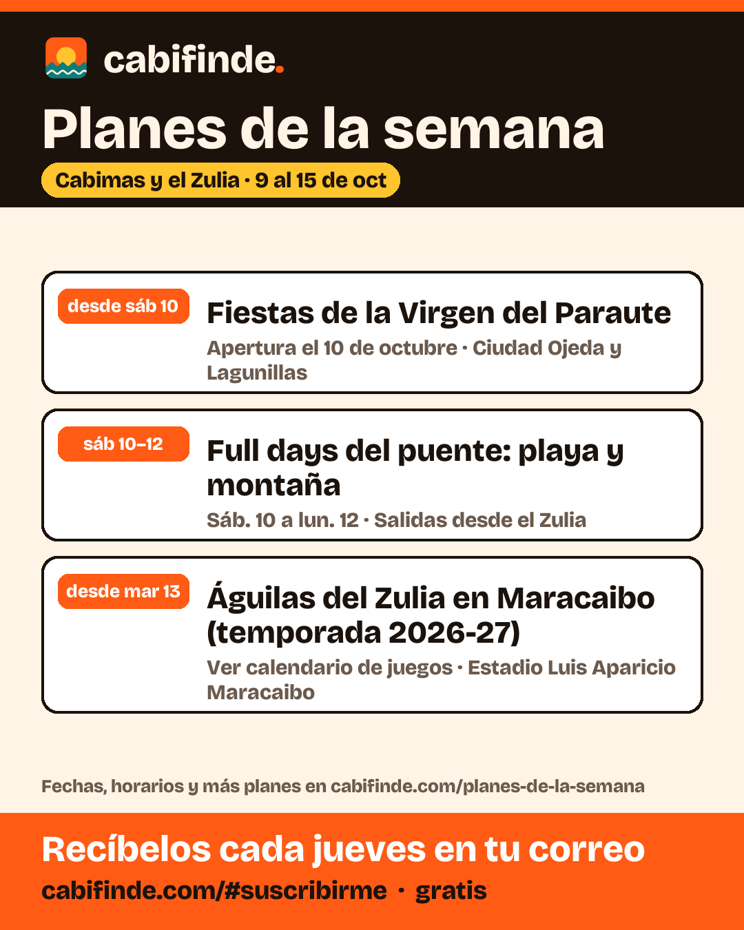 Planes de la semana en Cabimas
